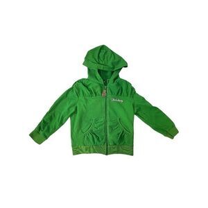 Fabulosity Girl's Hoodie Green and white Full Zip Long Sleeve Size Small